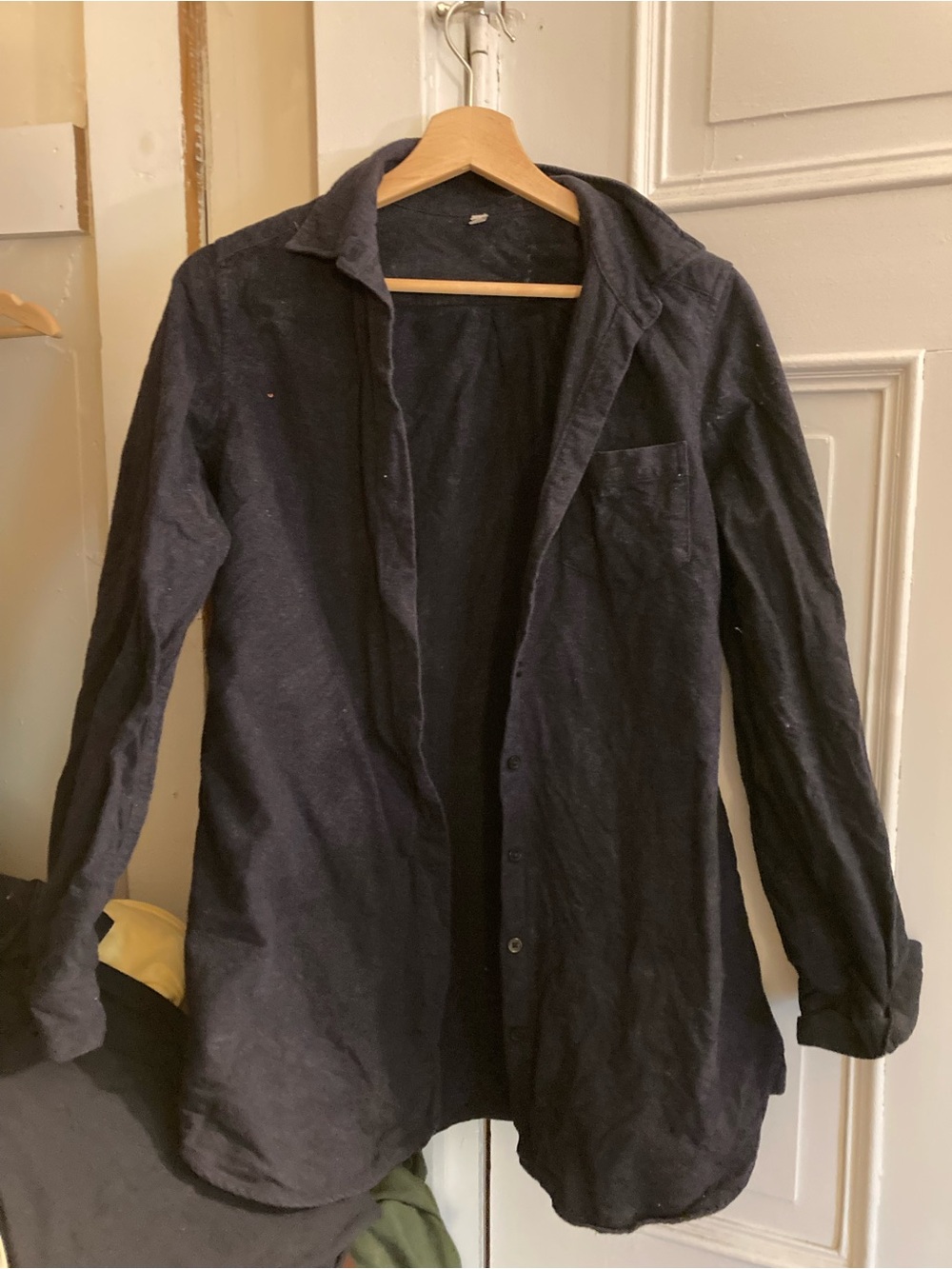 Muji Navy Flannel Button-Down Women's Shirt or Tunic dress